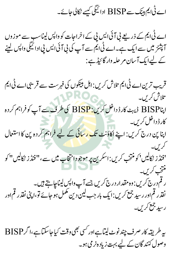 List of Banks to Withdraw BISP